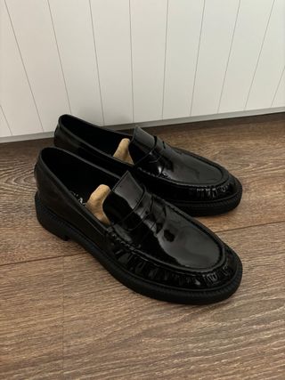 Mocasines negros charol mujer