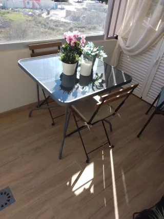 Mesa y 2 Sillas Terraza Cristal