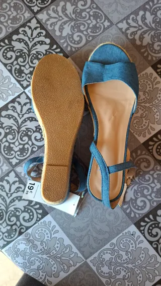 Sandalias cuña denim mujer talla 39