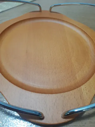 Vasso in legno con manici in metallo Porta piatti