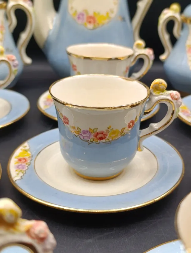 Juego de café Peyro azul y dorado