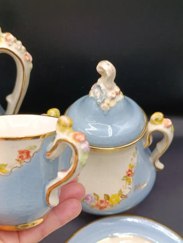 Juego de café Peyro azul y dorado