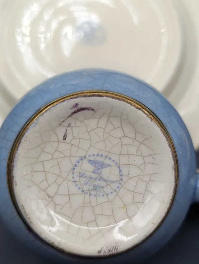 Juego de café Peyro azul y dorado