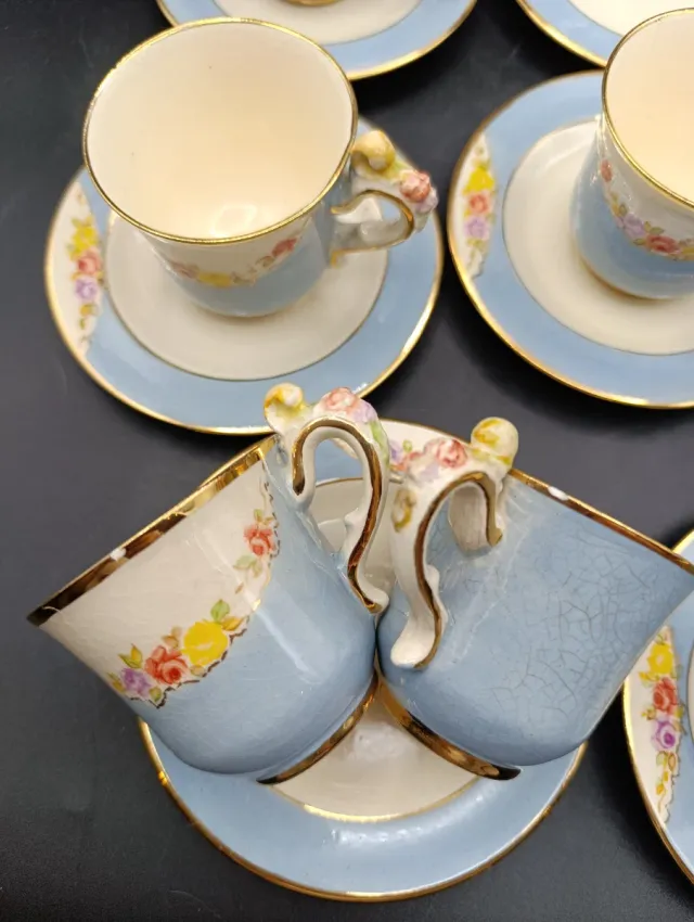 Juego de café Peyro azul y dorado