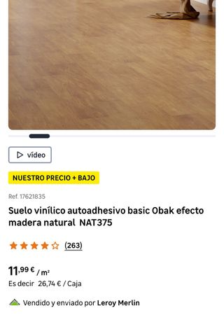 Suelo vinílico autoadhesivo Obak NAT375