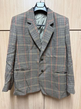 Americana de cuadros marrón y multicolor