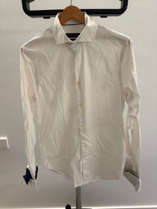 Camisa Zara Man Clásica Puños Azul Marino