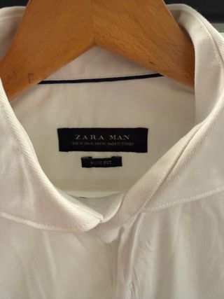 Camisa Zara Man Clásica Puños Azul Marino