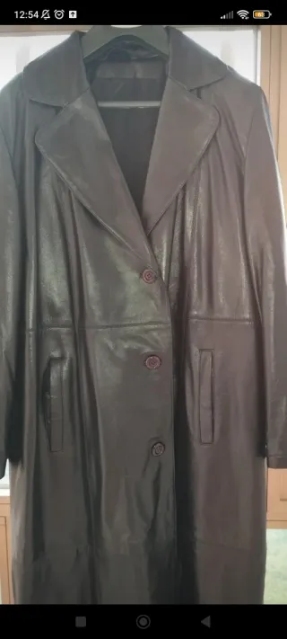 Giacca lunga Facimp vera pelle nera