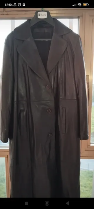 Giacca lunga Facimp vera pelle nera