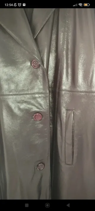 Giacca lunga Facimp vera pelle nera