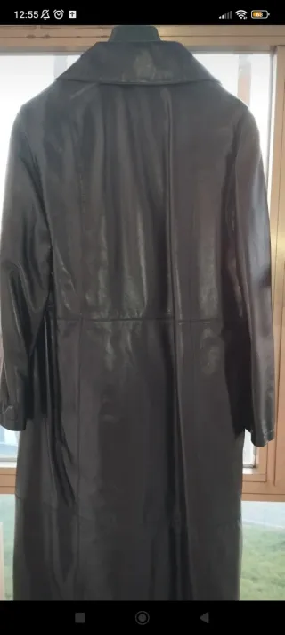 Giacca lunga Facimp vera pelle nera