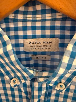 Camisa Zara Man cuadros azules