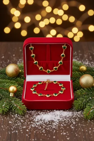 Conjunto collar y pulsera corazón circonitas