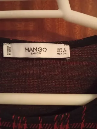 Vestido Mango Rojo y Negro Cuadros Talla M