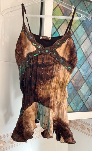 Top Christelle Talla M Marrón Multicolor