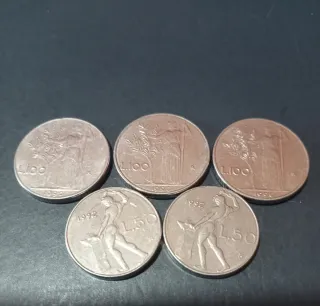 Lotto 5 monete Lire Italiane Mignon