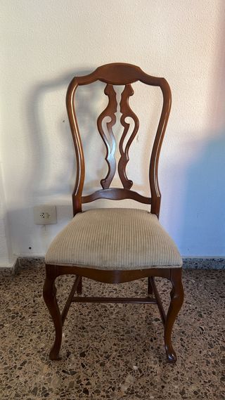 6 Sillas de Salón Madera y Tela