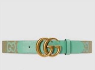 Cinturón Gucci GG Marmont Verde y Beige