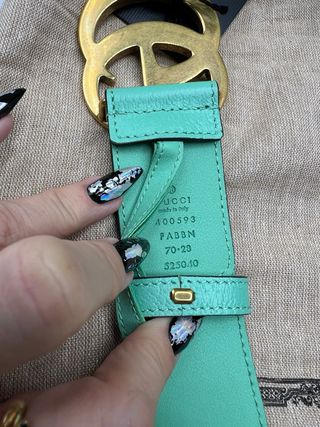 Cinturón Gucci GG Marmont Verde y Beige