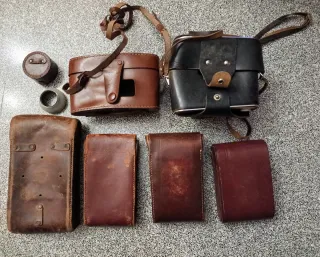 4 custodie astucci in cuoio e paraluce