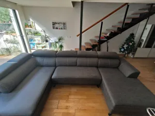 Sofá rinconera,cheslong, Gris Oscuro.