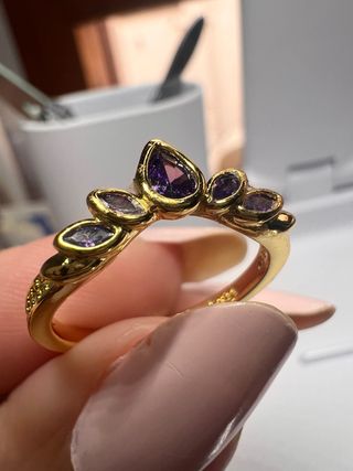 Anillo Plata Talla 6 (52) Oro y Púrpura