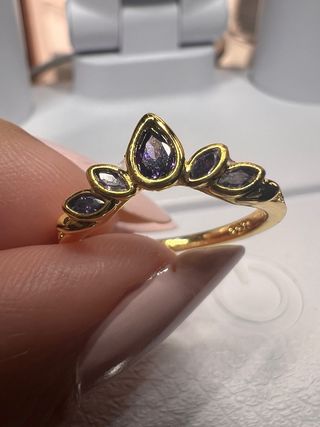 Anillo Plata Talla 6 (52) Oro y Púrpura