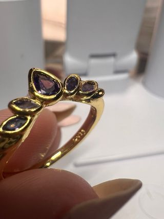 Anillo Plata Talla 6 (52) Oro y Púrpura