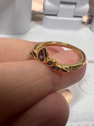 Anillo Plata Talla 6 (52) Oro y Púrpura