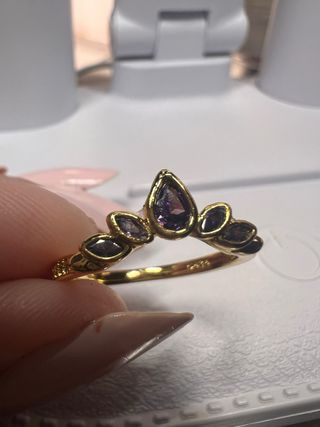 Anillo Plata Talla 6 (52) Oro y Púrpura