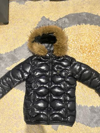 Piumino blauer donna nero cappuccio in pelliccia