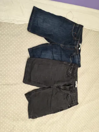 Pantalones Vaqueros Cortos Hombre Azul/Gris