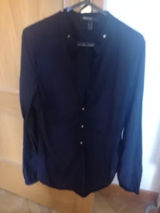 Camisa negra mujer mango basic