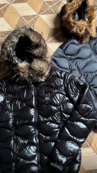 Blauer Piumino donna Nero con Cappuccio Pelliccia