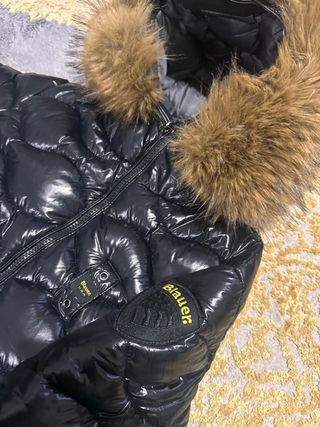 Blauer Piumino donna Nero con Cappuccio Pelliccia