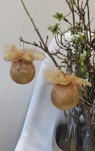 Lote adornos árbol Navidad dorado y verde