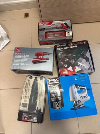 Lote Herramientas: Pistola Calor, Sierra, Dremel,