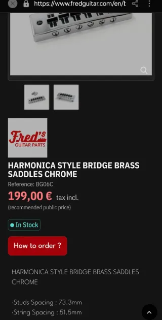 Puente tipo Harmonica para Tune-o-matic L5-S