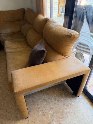 Sofá-cama ante marrón 6 plazas con almacenamiento