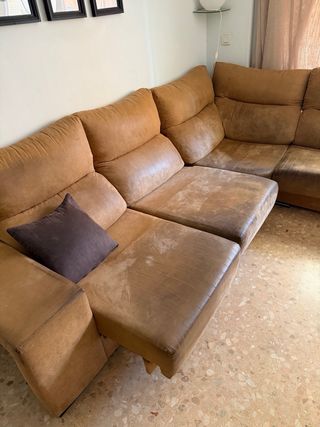 Sofá-cama ante marrón 6 plazas con almacenamiento