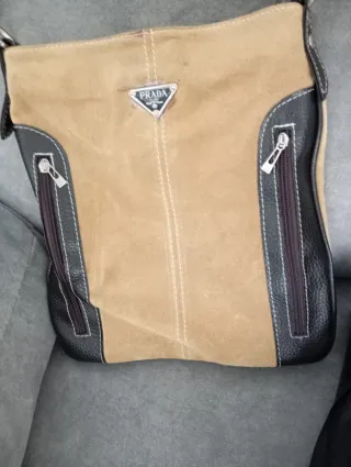 Bolso Prada Cuero y Ante Marrón/Negro