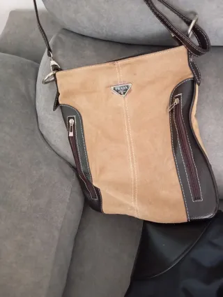 Bolso Prada Cuero y Ante Marrón/Negro