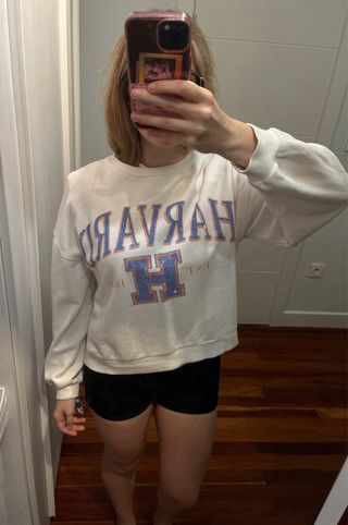 Sudadera Harvard Azul, Blanco y Naranja