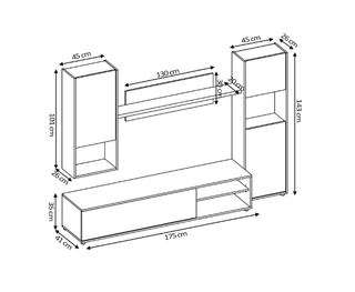 Muebles de salón modulares gris