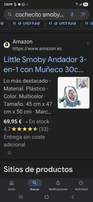 Cochecito Andador Smoby Little Smoby