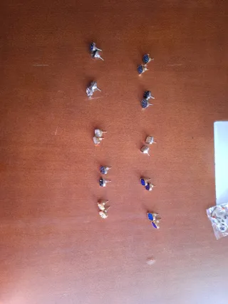 Pendientes de fiesta azules y plateados Lote de 10