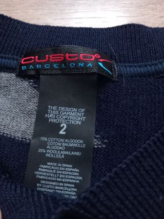 Jersey largo Custo Barcelona mujer azul y gris