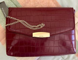 Borsa Parfois effetto coccodrillo bordeaux