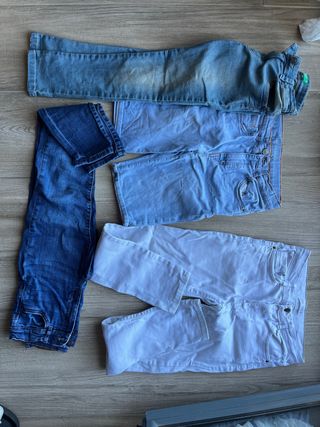 Lote 4 Vaqueros Niño Azul y Blanco